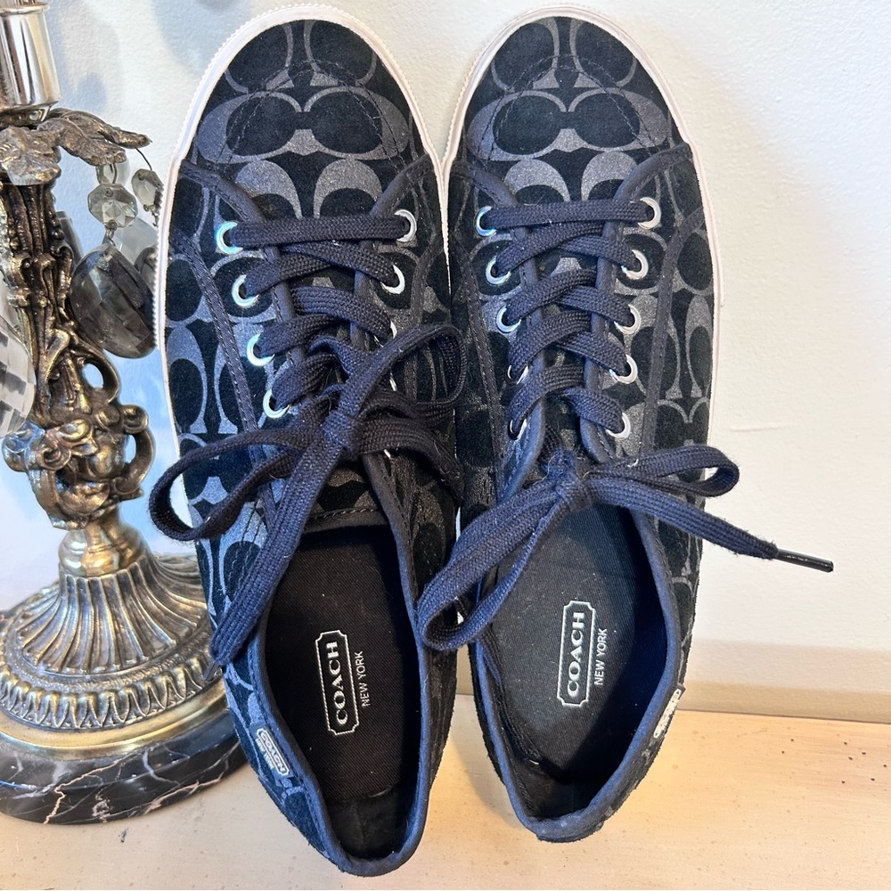 Coach Kalyn Black Suede Logo Sneakers